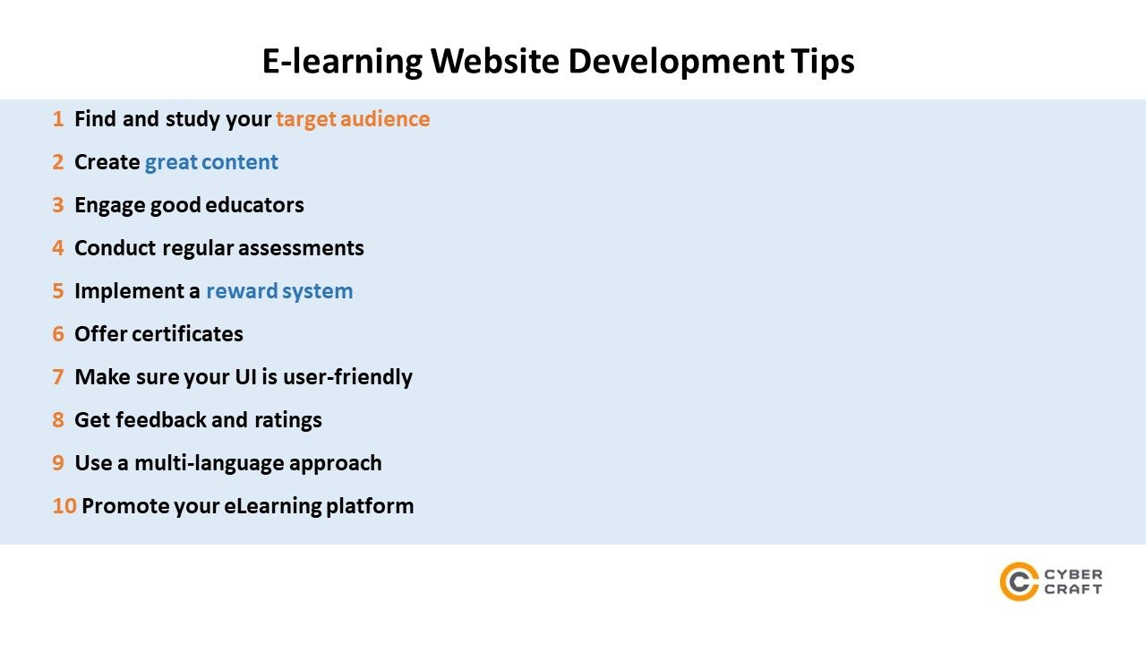 E-learning website development