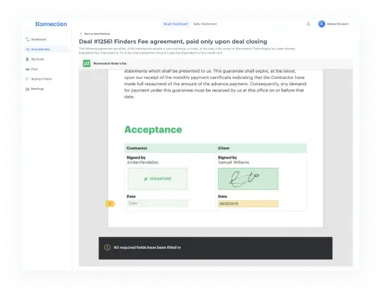 Implement digital signatures integration (PandaDoc - digital signature, dualy signed docs) mobile