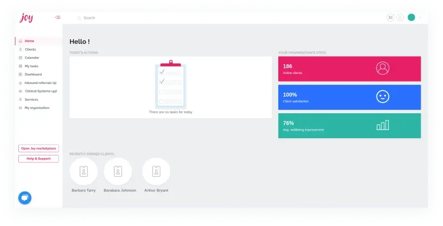 Sophisticated business logic with three web platforms: Joy Case Management System, Joy Marketplace, and Joy Insights App