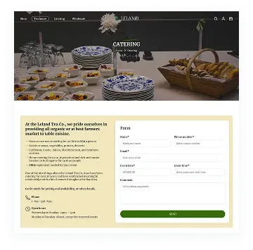 No support for wholesale, catering, or event ordering: The old website only supported individual product purchases. It did not offer any functionality for bulk orders, tea-tasting events, catering services, or corporate gifting . This restricted their ability to scale online and offer experiences beyond single-product e-commerce. mobile