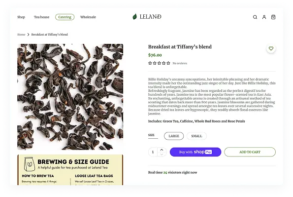 Outdated Shopify theme with limited customization options: The existing Shopify theme was based on an older template that did not support Shopify’s modern Section-based architecture. This made it difficult to modify layouts, add new blocks, or visually highlight seasonal collections, promotional bundles, or featured teas.
